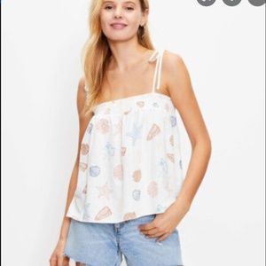 Loft SHELL BOW STRAP SMOCKED CAMI XS